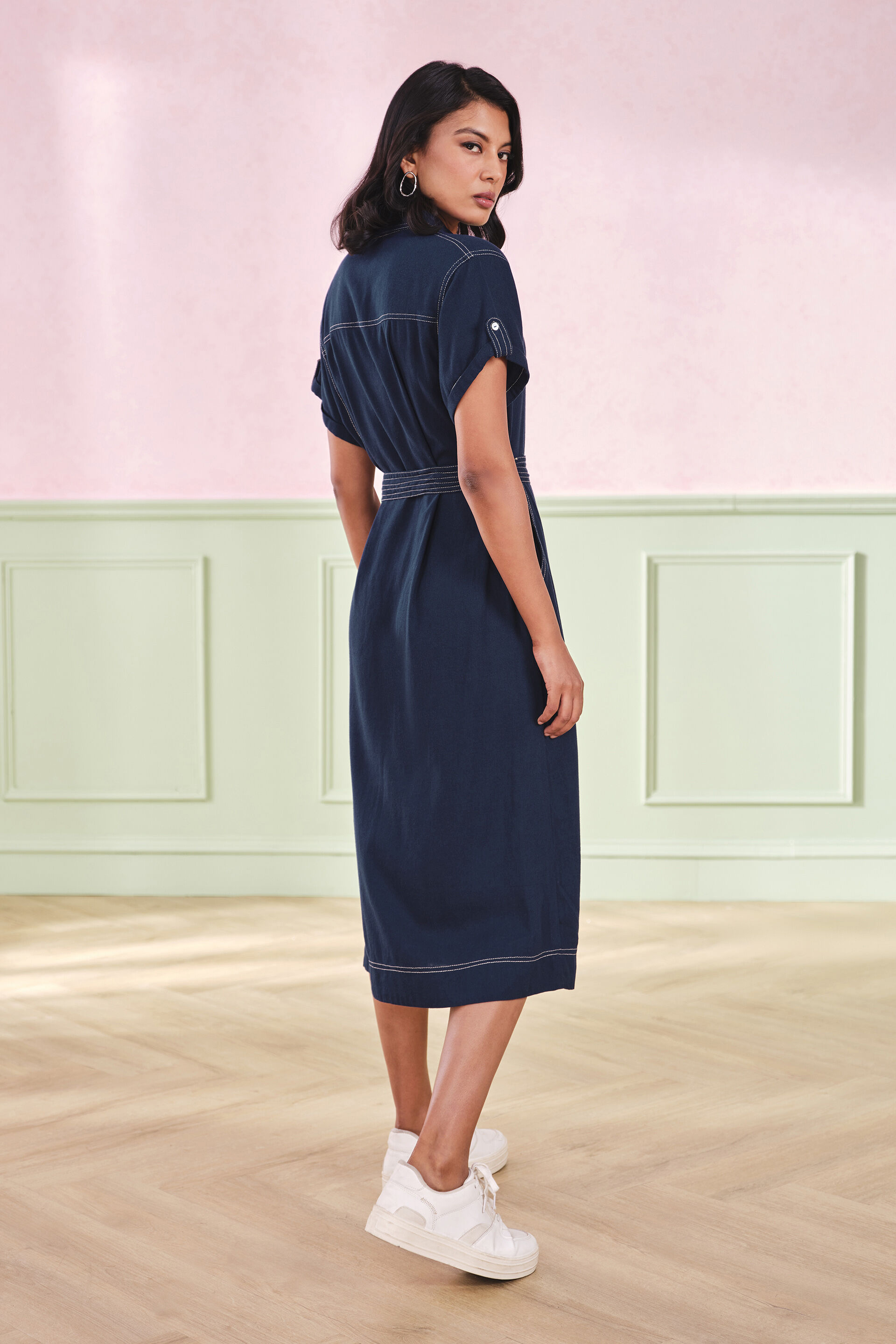 Cobalt Crush Viscose Blend Navy Dress, Navy, image 5